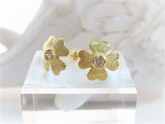 K18YG ダイヤモンド　ピアス　　四葉のクローバー　＊受注制作＊の画像