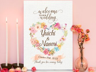 Floral♡heart キャンバス風 印刷 ウェルカムボードの画像