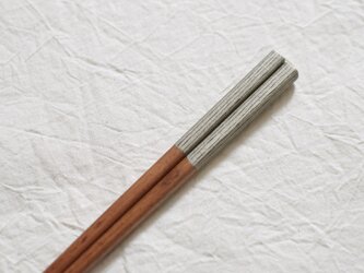 【受注制作】錫模様拭き漆箸(ストライプ・茶)<21.5cm or 23cm >の画像