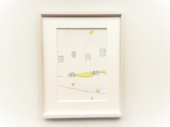原画「レモンの夜に君とゆく」線画/イラスト　※木製額縁入りの画像