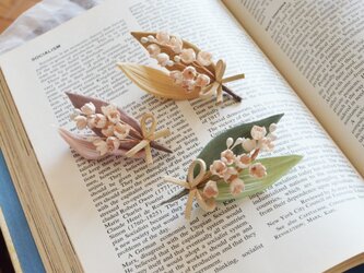 染め花・アンティークカラーのスズランのブローチ（ピンク）／入学式・卒業式にもお勧めの画像