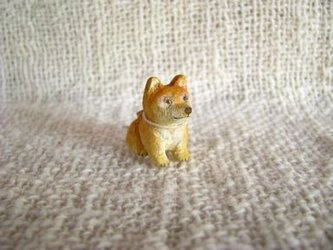 小さな小さな豆柴(木彫り)の画像