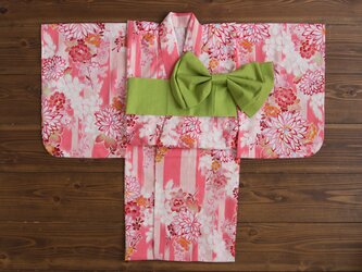 ◆浴衣◆牡丹絣/ピンク/90-110/受注生産の画像