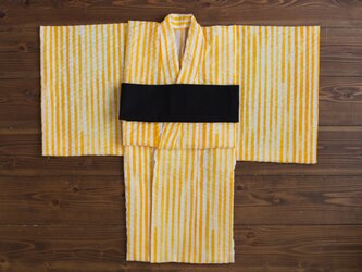 ◆男の子浴衣◆水彩ストライプ/イエロー/90-110/受注生産の画像
