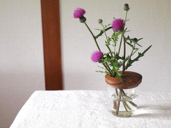 木とガラスの花入れ　チーク材2の画像