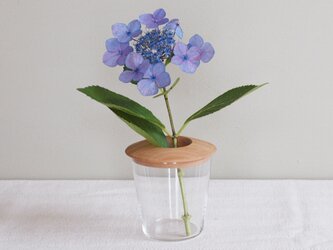 木とガラスの花入れ　桜材10　一輪挿し　（1点での販売です）の画像