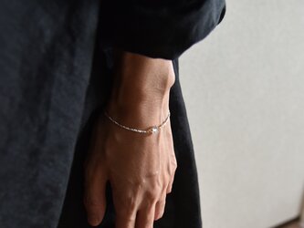 【再販・受注制作】一粒ハーキマーダイヤモンド・シンプルシルバーブレスレットの画像