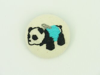 パンダカーの刺繍ブローチ【水色】の画像