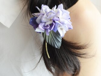 【受注制作】染の草花・紫陽花のコサージュ(S)コーム付きの画像
