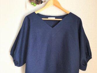 カラーリネン　キモノスリーブふんわりパフ　ブラウスの画像
