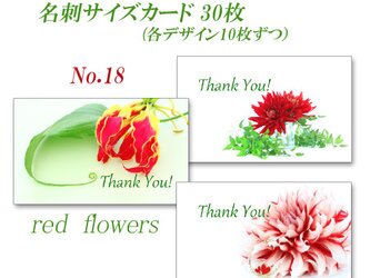 No.18   赤い花　　  名刺サイズサンキューカード   30枚の画像