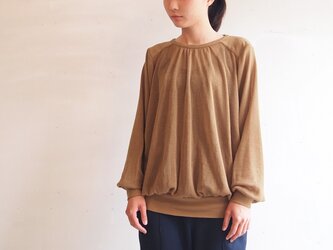 ■オーガニックコットンのメッシュトップス/ベージュの画像