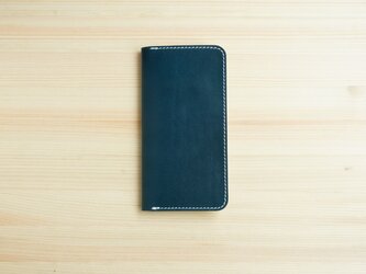 牛革 iPhone8/iPhone7カバー  ヌメ革  レザーケース  手帳型  ネイビーカラーの画像