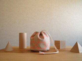 コロンとした小物入れ　オレンジの三角、四角の画像