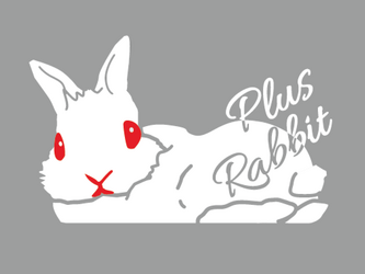 ＜+Ｒ＞RABBIT 赤目が光るRABBITステッカー・立ち耳の画像