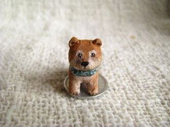 小さな小さな豆柴(木彫り)の画像