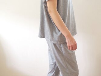 Organic Cotton フレンチスリーブゆったりパジャマ【グレー薄手ジャージー生地】の画像
