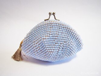 ビーズ編みがま口【色遊び】シルキーブルーの画像