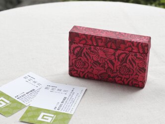 ロクタ紙の名刺入れ（チョコ色花）の画像