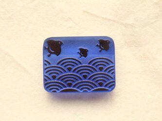 【再販】ALLガラス製帯留め 「千鳥＋青海波」其の壱の画像