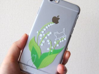 iPhone系ハードクリアケース【鈴蘭と猫】の画像