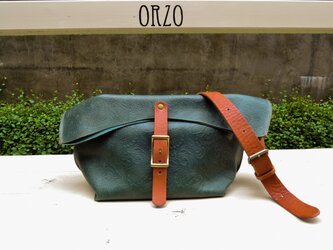【ORZO】神戸 型押しレザー ショルダーBAG メッセンジャー(S) ペイズリー グリーン OR320pSの画像