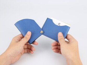 【切線派】回轉本革名刺入れ　カードケース　名刺ケース　総手縫い　ブルーの画像