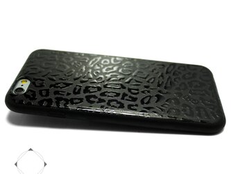 iphone6plus / iphone6splusケース 特殊グロス加工 レザーケースカバー（レオパード×ブラック）エナメルの画像