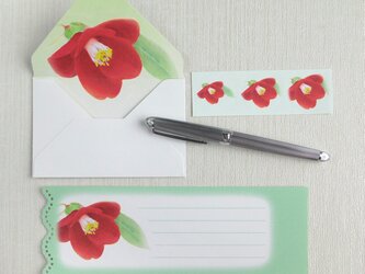 椿のミニ封筒＆メッセージカード（内模様）の画像