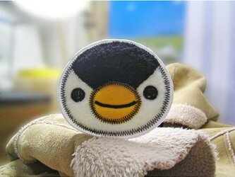 ★大きなお顔のペンギンさん★もこもこワッペン★アイロン★白黒1枚-10の画像