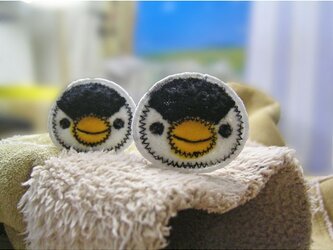 ★ちいさなお顔のペンギンさん★もこもこワッペン★アイロン★白黒2枚-4の画像