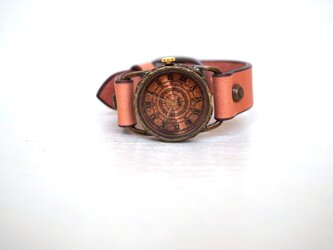 クラック ワールド ローマ Ｓサイズ　真鍮　ピンク（黒文字）手作り時計の画像
