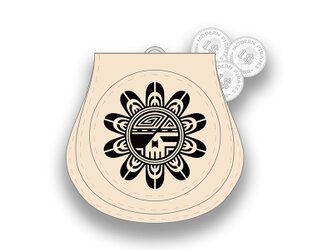 Leather Coin Purse / Sun Face Skull Design 002の画像