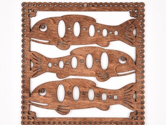 ウッドフレーム「フィッシュ」（木の壁飾り Wooden Wall Decoration）の画像