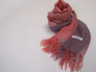 国産シルク100％手描き染めストール pink&grey-02の画像