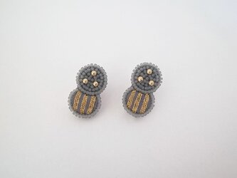 丸と線　ピアス(グレー×ゴールド)の画像