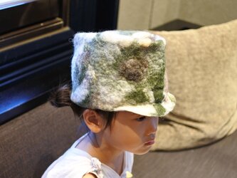 kids ピノ帽 felt 〜 マーブル 迷彩 × ピンク 〜 【リバーシブル対応】(2歳〜6歳頃)《受注製作》の画像
