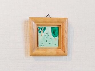 原画「迷い込んだ場所」 小さな絵　水彩イラスト　※木製ミニ額縁入りの画像