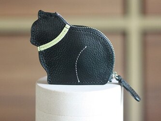 お座り子猫のコインケース・ブラック×ピスタチオの画像