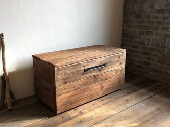 数量限定　M-BOX　収納　ボックス　椅子　ベンチ チェアー　キャスター　収納箱　古材　木箱　アイアン　ウッドボックス　テーブルの画像