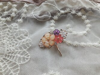 キラキラフラワーのポニーフック（ピンク）の画像