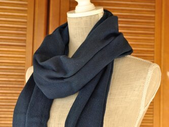播州織×藍染マフラー（半巾/巾45cm）/淡の画像
