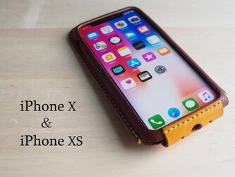iPhoneⅩ/iPhoneⅩS カバー ケース　【名入れ・選べる革とステッチ】の画像