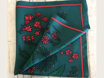 Flower シルクスカーフ ~深緑~の画像