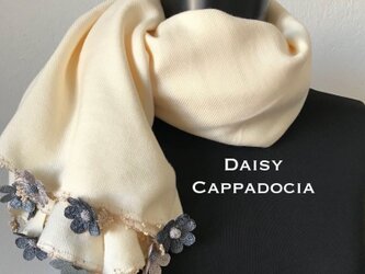刺繍のお花つき　パシュミナストール「デイジー」　クリームの画像