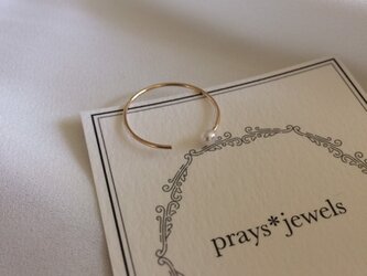 14kgf tiny pearl wire ring(＃10～11)　淡水ベビーパールリング指輪の画像
