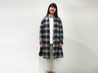 コットンツイードチェック ガウンコート グレー　8814-8020-95の画像