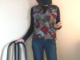 K's -山里の色いろいろベスト V字打ち合わせタイプ【現品限り】-綿着物（古布）からの画像