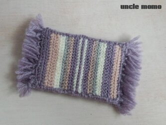 ドール用ツヴィスト刺繍のラグ（玄関・ルームマット）Lavender　1/12ミニチュア・ファブリックの画像