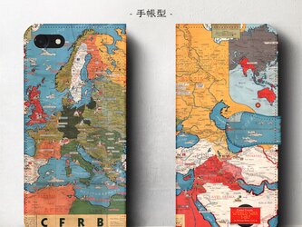 【ヴィンテージ世界地図 ヨーロッパ】スマホケース手帳型 iPhoneⅩ XS 全機種 対応 TPU レザー 名画の画像